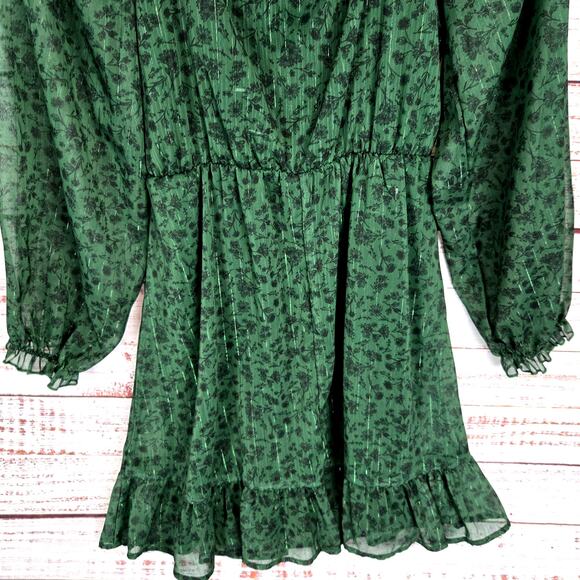 Altard State Green Fit & Flare Dress S Chiffon Ruffle Whimsy Forest Fairy NWT - Picture 7 of 16